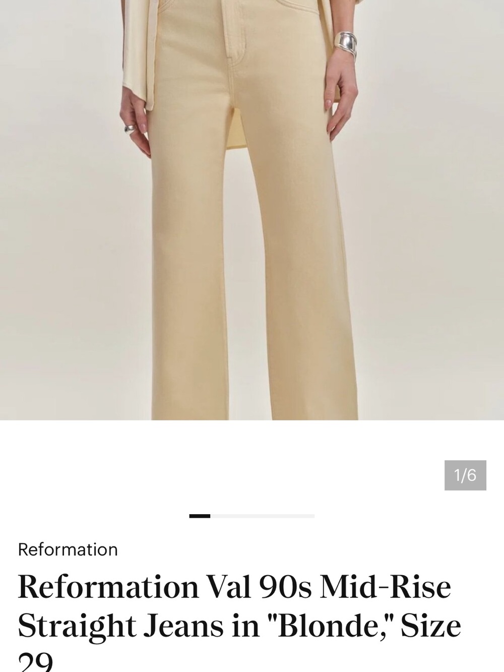 Reformation Val 90s Mid-Rise Straight Jeans in Blonde